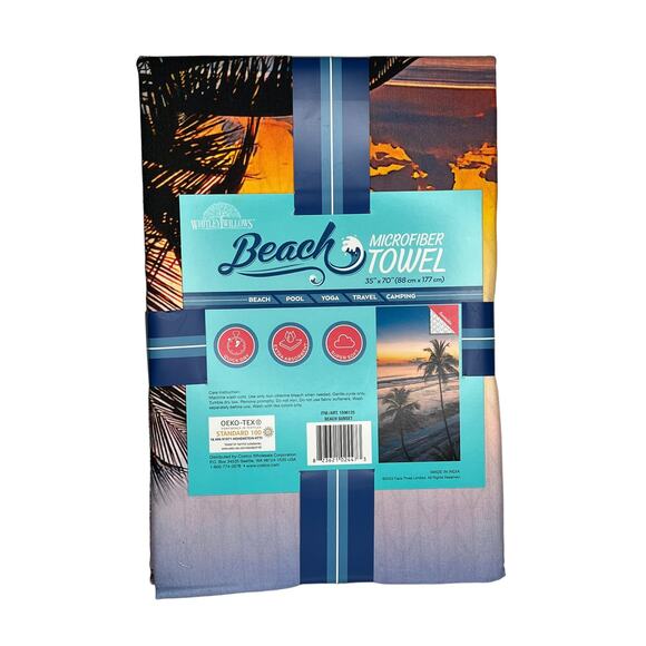 NEW Reversible Whitley Willows Microfiber BEACH TOWEL 35x70 Palm Beach Sunset - Picture 2 of 3